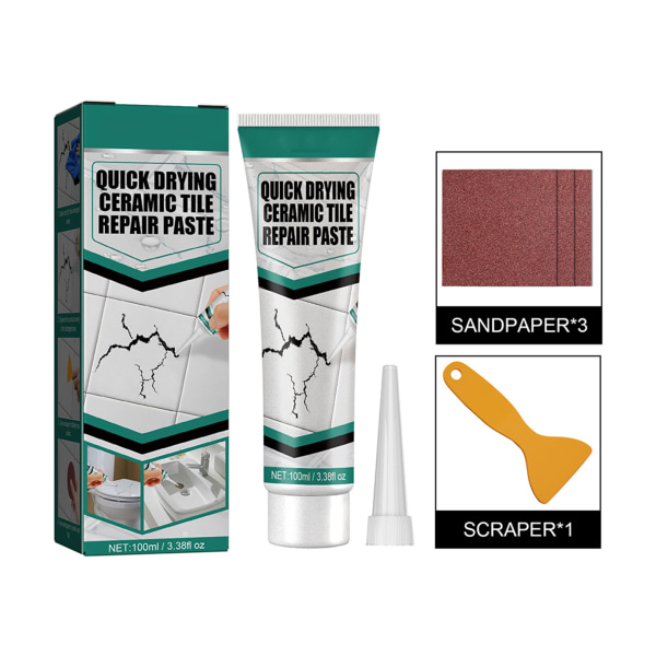 Keramiska plattor Reparationspasta Snabbtorkande Vattentät Toalettbadkar Reparationslim 100ml set