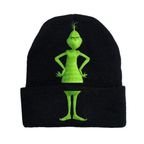 Julgrön The Grinch-hatt Cosplay Anime Parhatt Stickad Mössa black-e one size fits all