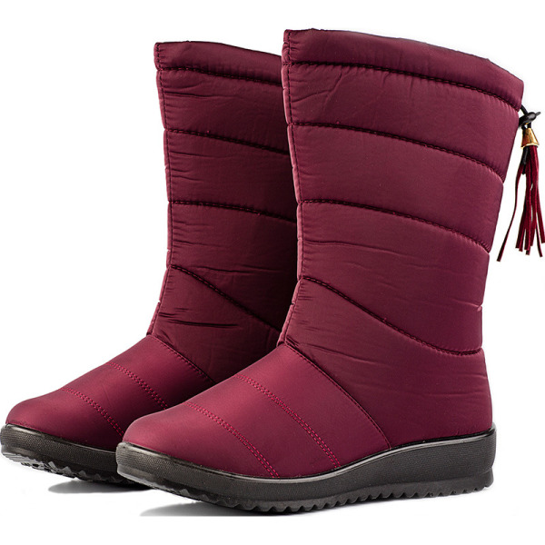 Kvinnors vinterstövlar Vattentät Lättvikt Varmt Mode Mid Calf Boot red 39