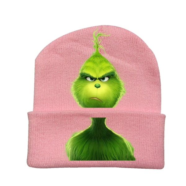 Julgrön The Grinch-hatt Cosplay Anime Parhatt Stickad Mössa pink-a one size fits all