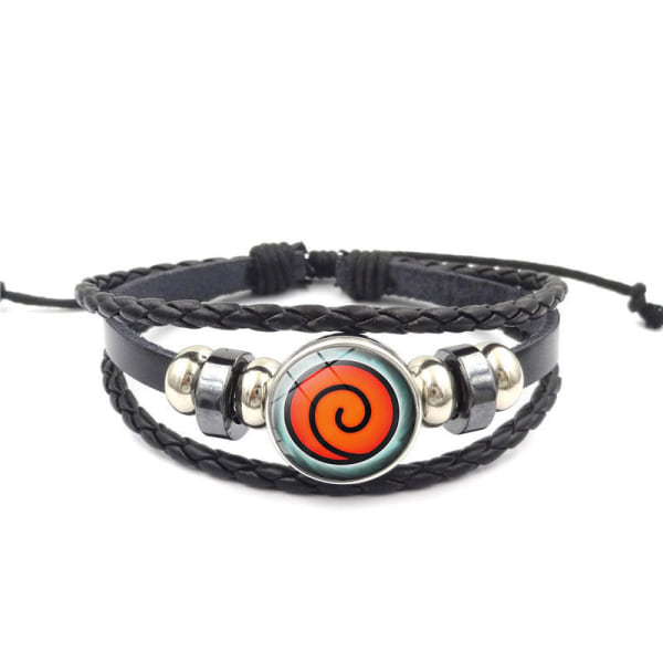 Tecknad söt Naruto armband svart läder färgglada ädelstensarmband för barn barn 4