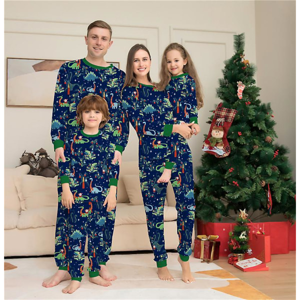 Dinosauriejulpyjamas Barn Pyjamas Familjematchande Vuxna Julnattkläder Gåvor Baby 9M