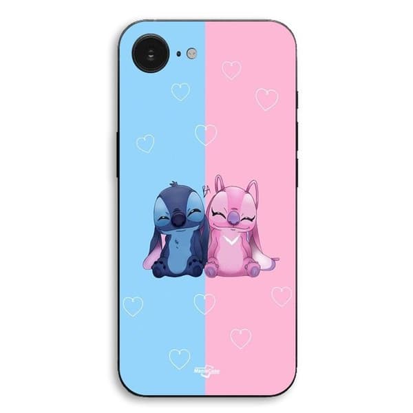 Coque til iPhone 17e Stitch sød engel blå pink Maniacase Svart