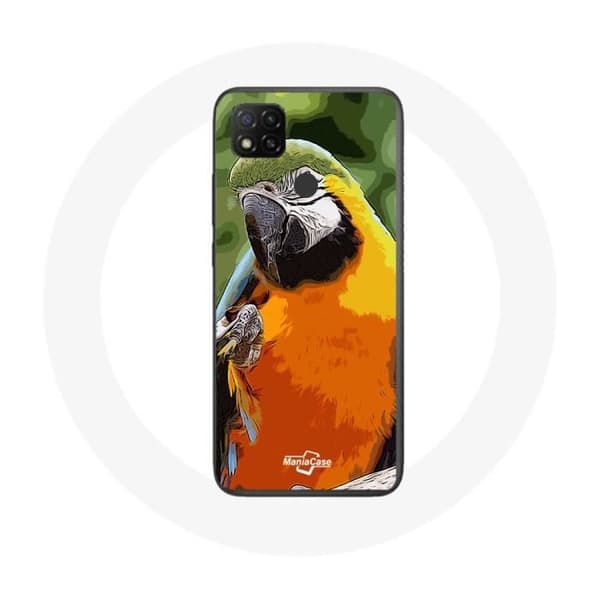Xiaomi Redmi 9C Cover Ara Papegøje Orange Grøn