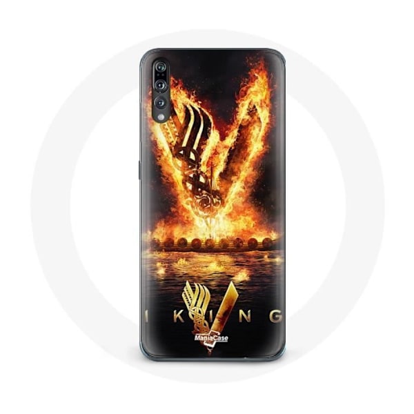 Coque för Huawei P20 Pro Vikings Serie Säsong 6 logotyp V Eldsvärd Svart Bakgrund