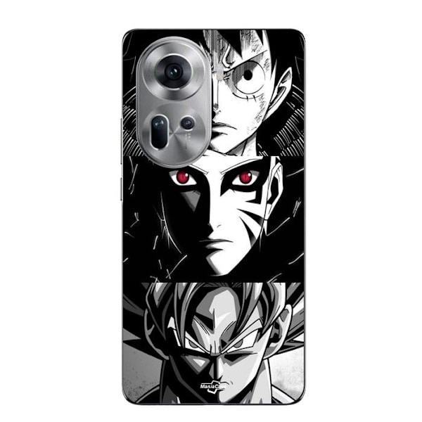 Telefontillbehör - Maniacase - Oppo Reno 11 5G - Svart och vit - Dragon Ball Z-mönster - Flexibel Svartvitt