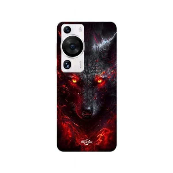 Huawei P60 Pro Cover Sort Ulv Rød Ild Maniacase