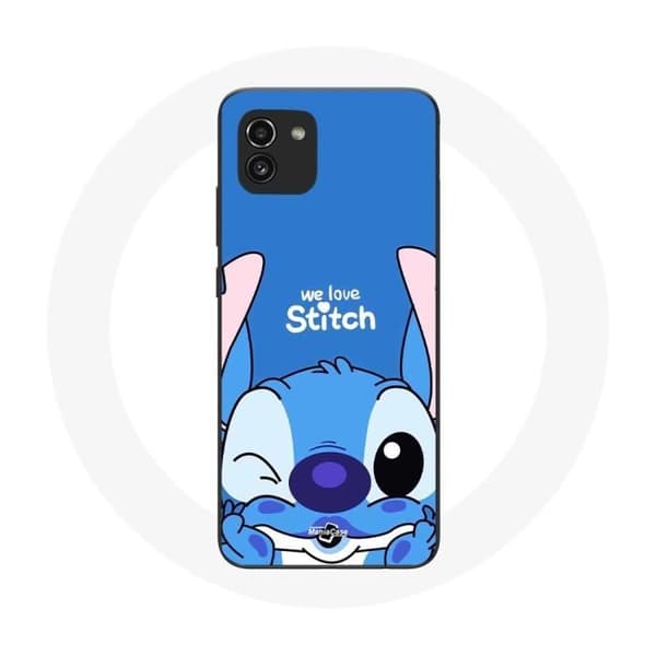 Coque - Samsung - Galaxy A03 - Söt Stitch - Silikon - Mjuk - Blå Mörkblå