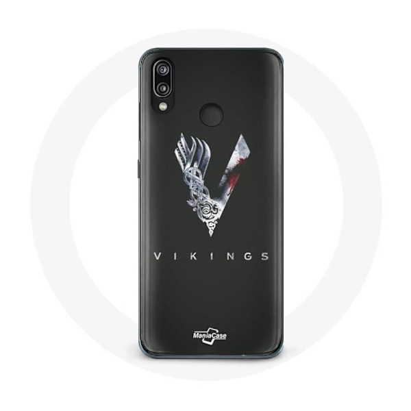 Coque för Huawei P20 Lite Vikings Serie Säsong 6 logo V Svärd Grå Bakgrund Svart