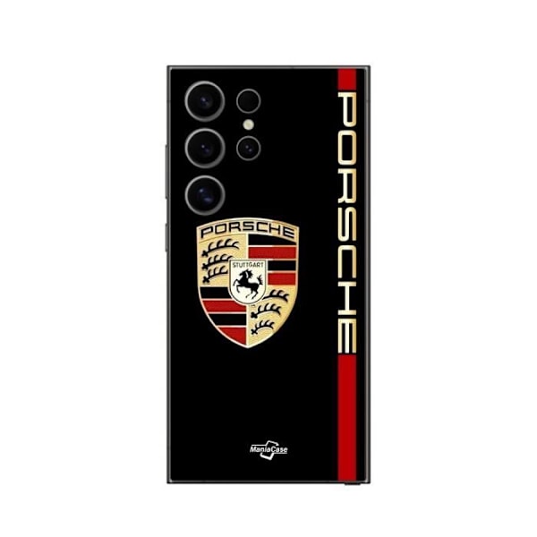 Telefonfodral - MANIACASE - Samsung Galaxy S25 Ultra - PORSCHE-logotyp - Flexibel - Svart, Röd, Guld Röd, Guld, Svart