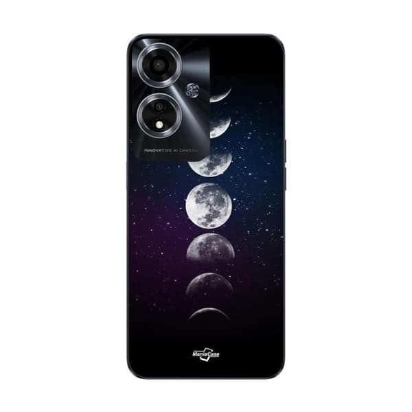 Coque - MANIACASE - Oppo A59 5G - Sort - Fleksibel - MÅNEFAS NATTEN STJERNE