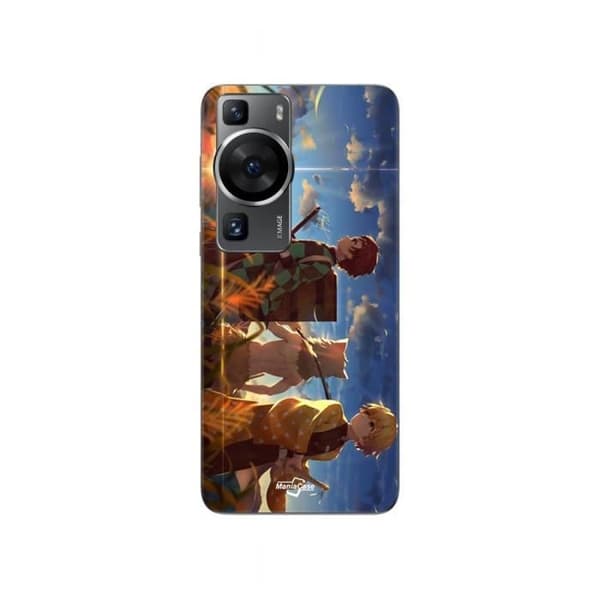 Coque - Maniacase - Huawei P60 - Blød - Sort - Tanjiro Inosuke Zenitsu