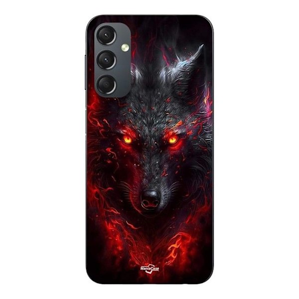 Coque - Maniacase - Samsung Galaxy A24 - Svart eld röd varg - Mjuk - Silikon Svart röd