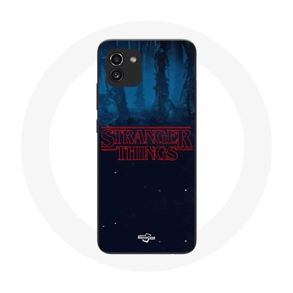 Mobilskal för Samsung Galaxy A03 Stranger Things logotyp Blå bakgrund säsong 2
