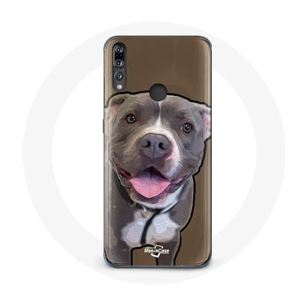 Coque för Huawei p30 lite Vit grå Pitbull Hund