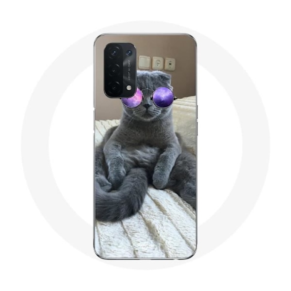 Coque för Oppo A54 5G Katt med lila glasögon