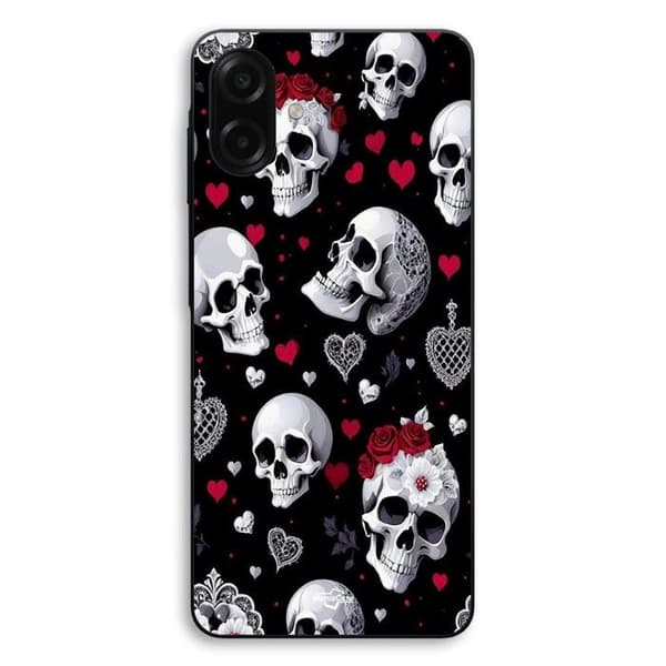 Coque til Samsung Galaxy A07 Dødningehoved og hjerter Maniacase Svart
