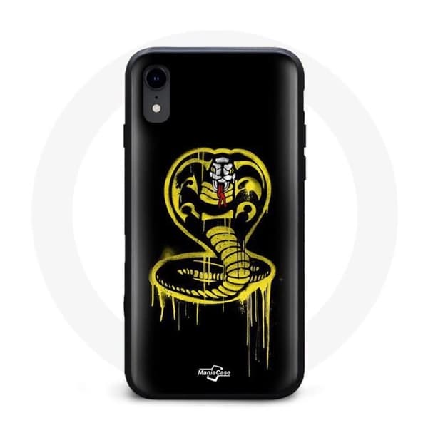 Cover til iPhone XR Cobra Kai Logo Gul Sort Baggrund Plakat Serie