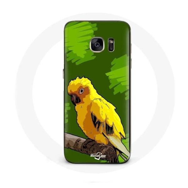 Coque för samsung galaxy S6 edge Gula Parrots Färgglad Grön Bakgrund
