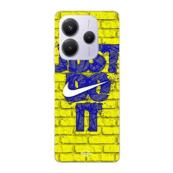 Coque Xiaomi Redmi Note 14 5G logo just do it farve blå front gul Maniacase