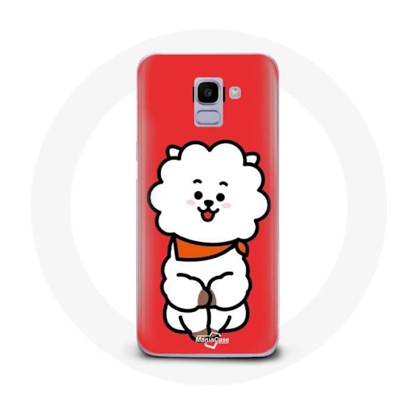 Coque för Samsung Galaxy J6 2018 BTS Bangtan Boys BT21 RJ från Jin Röd Bakgrund