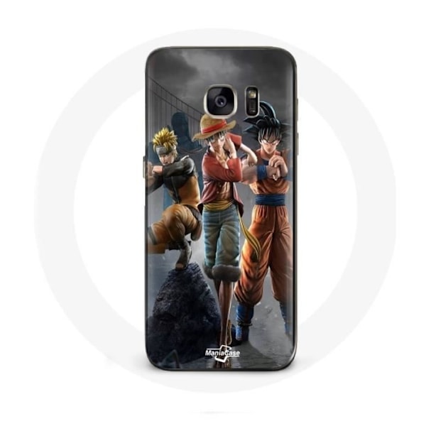 Coque Maniacase för Samsung Galaxy S7 Sangoku Naruto Luffy One Piece Dragon Ball Z 3D Anime manga svart