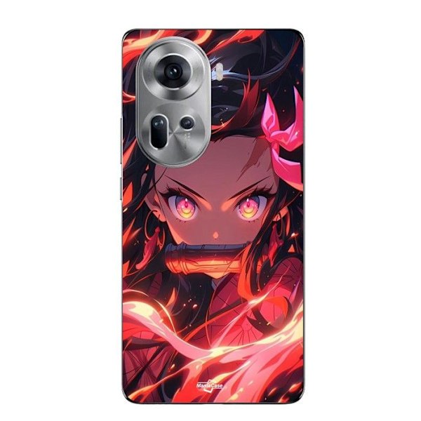 Telefonskal - Maniacase - Oppo Reno 11 5G - Silikon - Mjuk - Demon Slayer Nezuko Kamado Svart