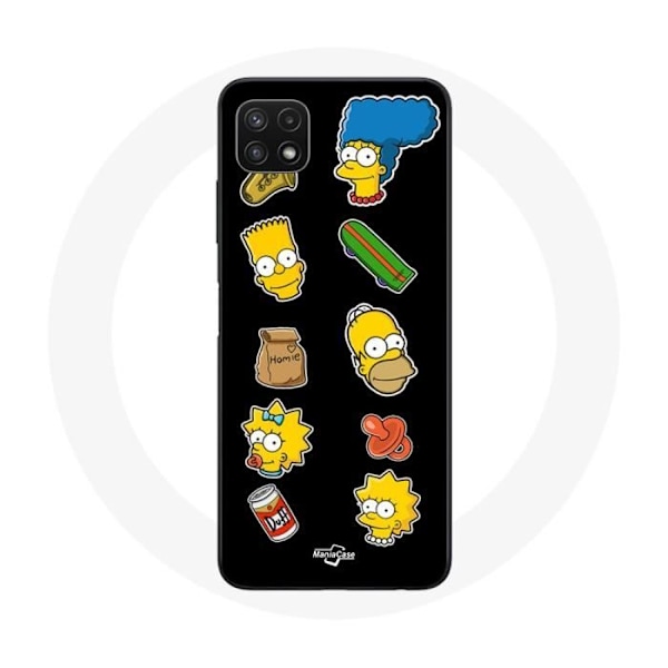 Coque för Samsung Galaxy A22 5G Les Simpson klistermärken svart bakgrund