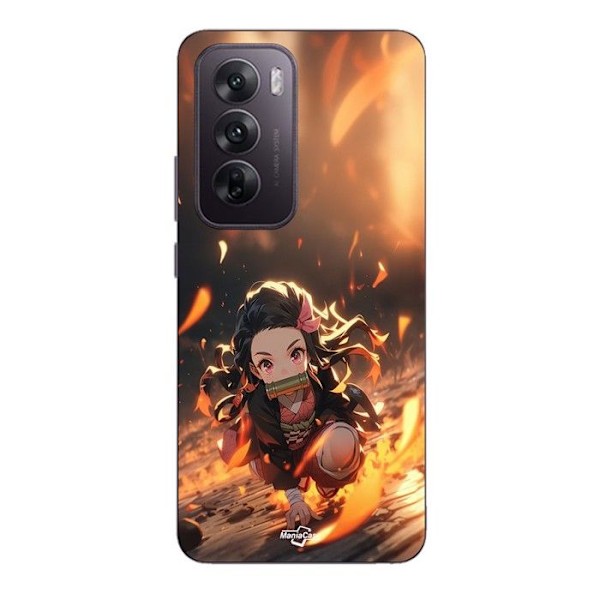 Coque Maniacase För Oppo Reno 12 5g Demon Slayer Nezuko 3D konst anime Manga Svart