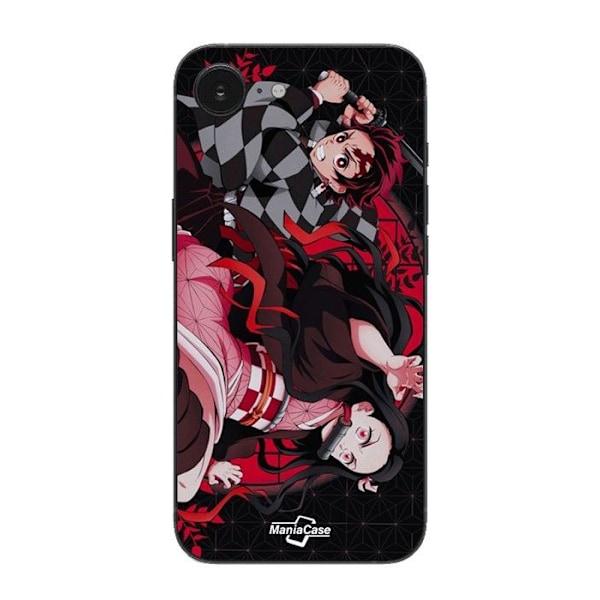 Coque Maniacase för Iphone 16E demon Slayer Tanjiro Nezuko attack strid Svart