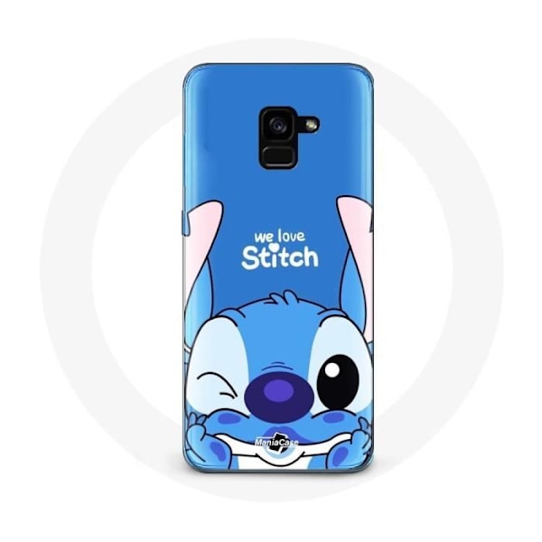 Coque för Samsung Galaxy A8 Plus Söt Stitch blå bakgrund