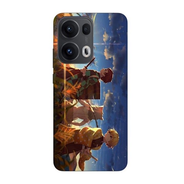 Coque Maniacase för Oppo Reno 13 Pro 5G Tanjiro Inosuke och Zenitsu Svart
