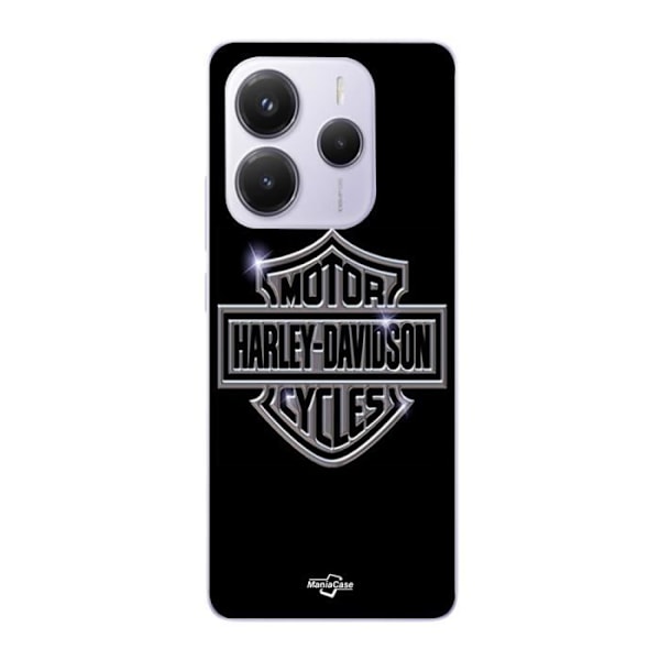 Coque - Maniacase - Xiaomi Redmi Note 14 5G - Harley Davidson - Mjuk - Svart och Grå Mörkgrå