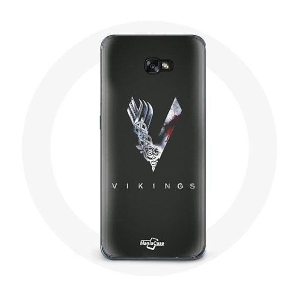 Fodral för Samsung Galaxy A5 2017 Vikings Säsong 6 logotyp V Svärd Grå Bakgrund Svart