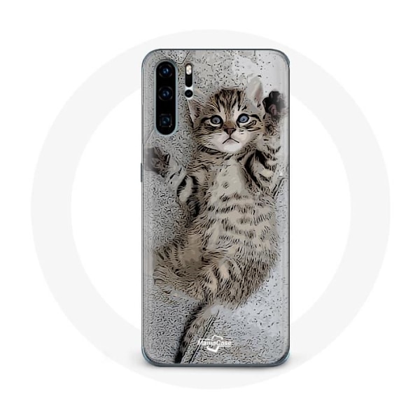 Coque - Huawei - P30 - Flexibel - Grå - Söt Bengal kattunge