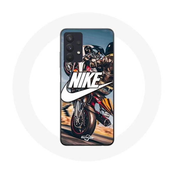 Coque - Maniacase - Samsung A32 5G - Svart - Mjuk - Nike-logotyp vit motorcykelhjul svart