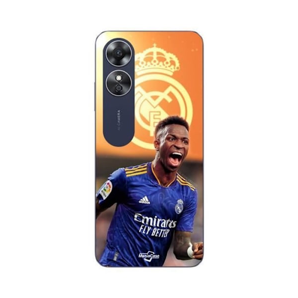 Coque Oppo A17 Vini JR Wallpaper Real Madrid Blå och gul Maniacase