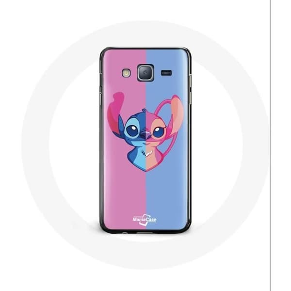 Skydd för Samsung Galaxy J7 2016 Stitch och Angel blå rosa