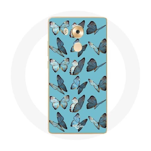 Cover til Huawei Mate 8 sommerfugle Blå baggrund