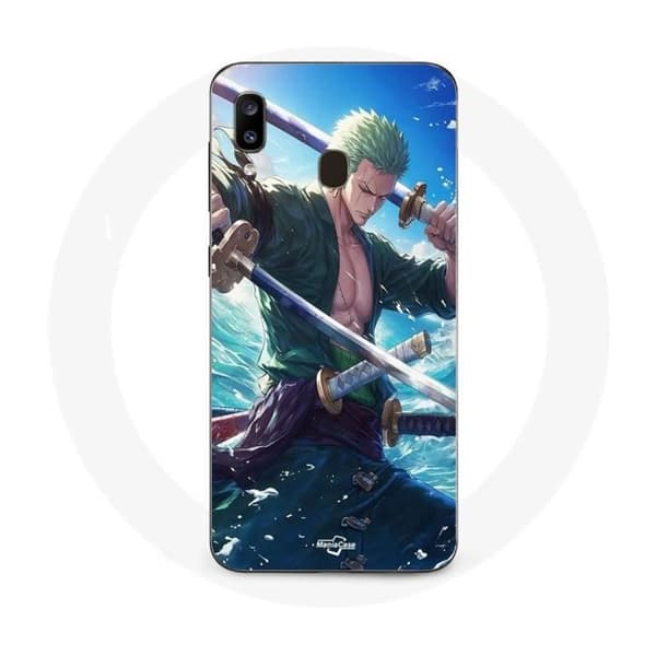 Coque - Maniacase - Samsung Galaxy A20 - One Piece Roronoa Zoro - Blød - Sort