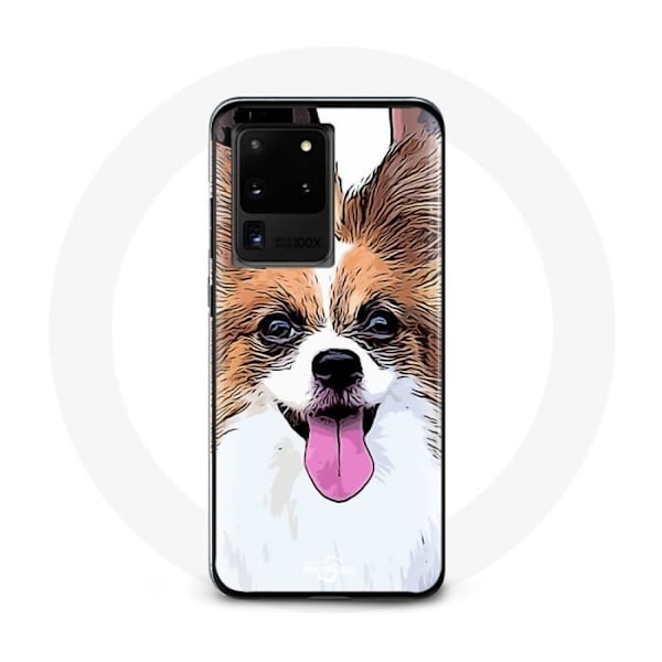 Skal till Samsung Galaxy S20 Ultra Kontinental dvärghund valp Vit och brun