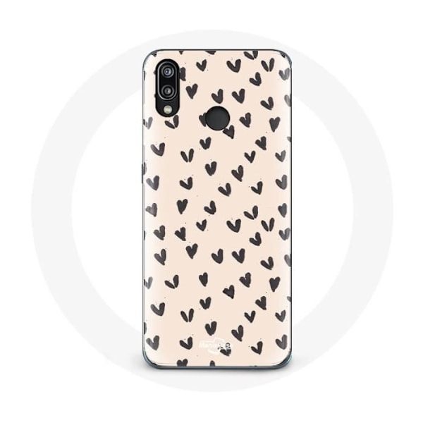 Skydd för Huawei P20 Lite Abstrakt texturmönster svarta hjärtan