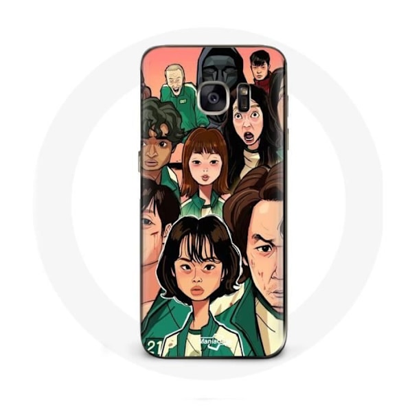 Coque för Samsung Galaxy S6 Edge Squid Game Affisch karaktärer Fanart