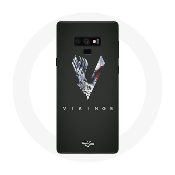 Coque för Samsung Galaxy Note 9 Vikings Serie Säsong 6 logo V Svärd Grå Bakgrund Svart