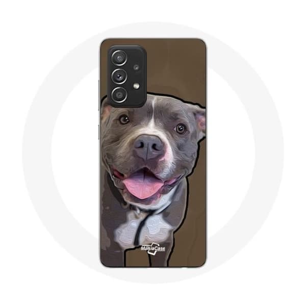 Cover til Samsung Galaxy A52 Hvid grå Pitbull Hund