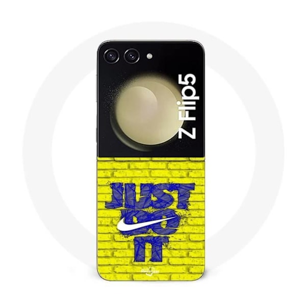 Coque Samsung Galaxy Z Flip5 logotyp just do it blå färg fram gul
