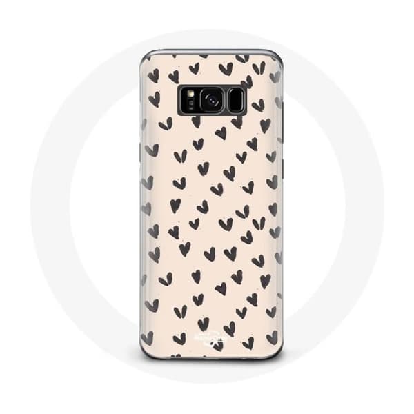Cover - Samsung - Galaxy S8 - Blød - Abstrakt - Sorte hjerter Svart
