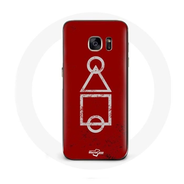 Coque för Samsung Galaxy S6 Edge Squid Game-logotyp symboler cirkel fyrkant triangel Röd bakgrund