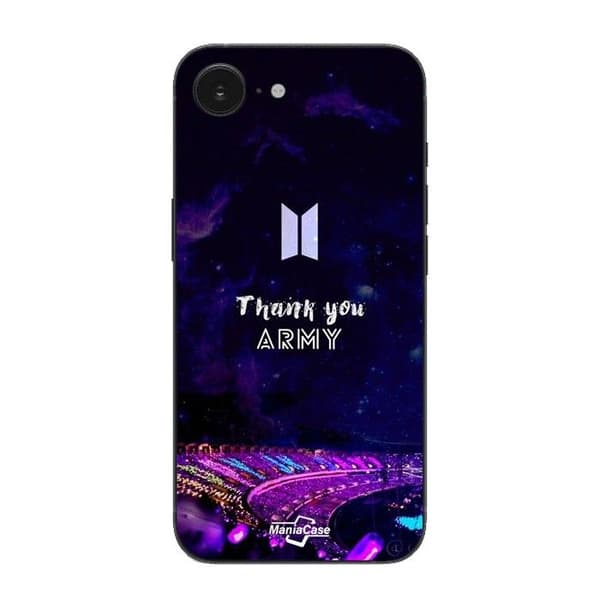 Coque Maniacase til iPhone 16E BTS army gruppe BTS konge af K-pop Svart