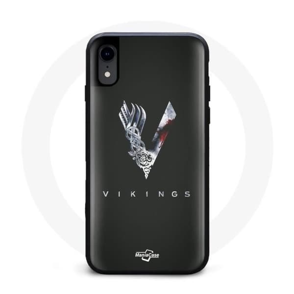 Coque - Vikinger - Iphone XR - Logo V - Sværd - Grå på Sort Baggrund Mörkgrå
